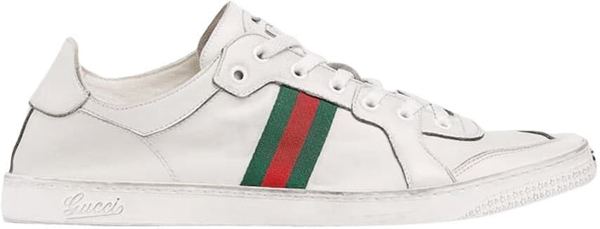 Gucci Stretch Low-Top Sneaker — Weiss Leder
