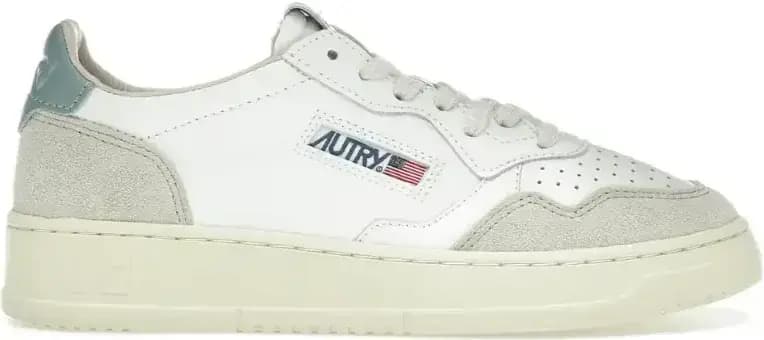 Autry Medalist Leather Low — White Silver Blue Beige