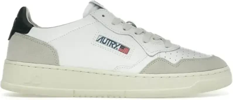 Autry Medalist Leather Low — White Black Beige
