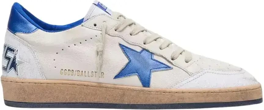 Golden Goose Ball Star — White Nappa Blue Star Heel Tab