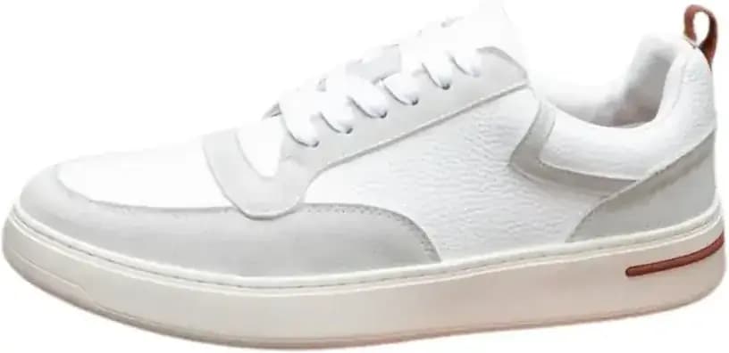 Loro Piana Newport Walk Sneakers — White Leather Rubber Sole