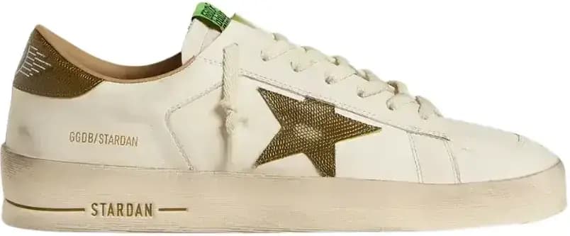 Golden Goose Stardan — White Leather Military-Green