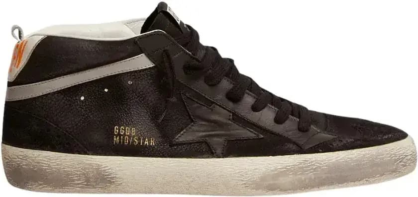 Golden Goose Mid Star Nubuck — Black Leather Star Silver Flash