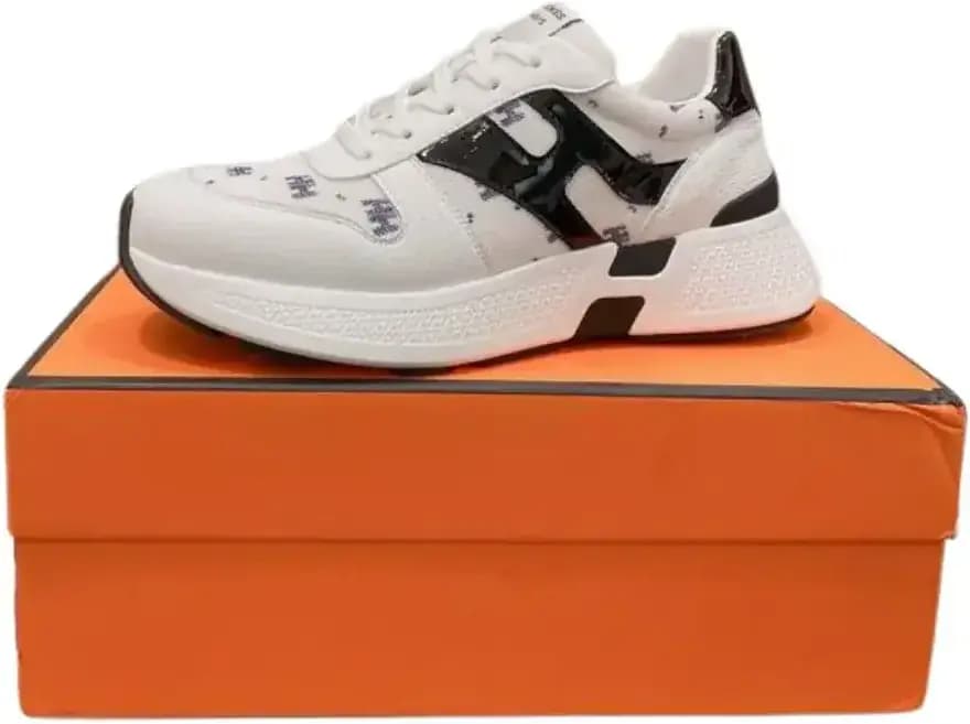 Hermès Black — White Leather Sneakers