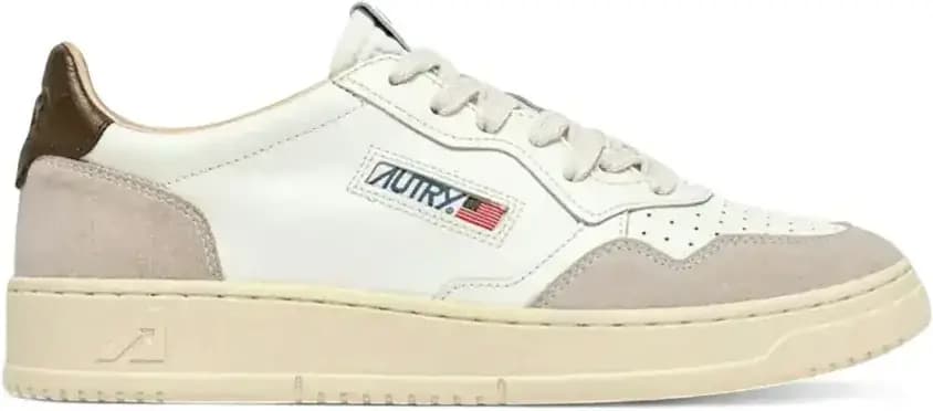 Autry Medalist Leather Low — White Teak