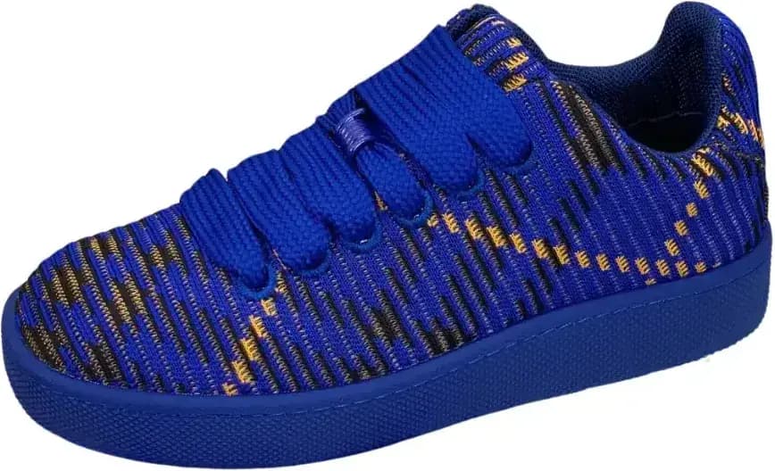 Burberry Check Knit Low Top Sneakers — Blue