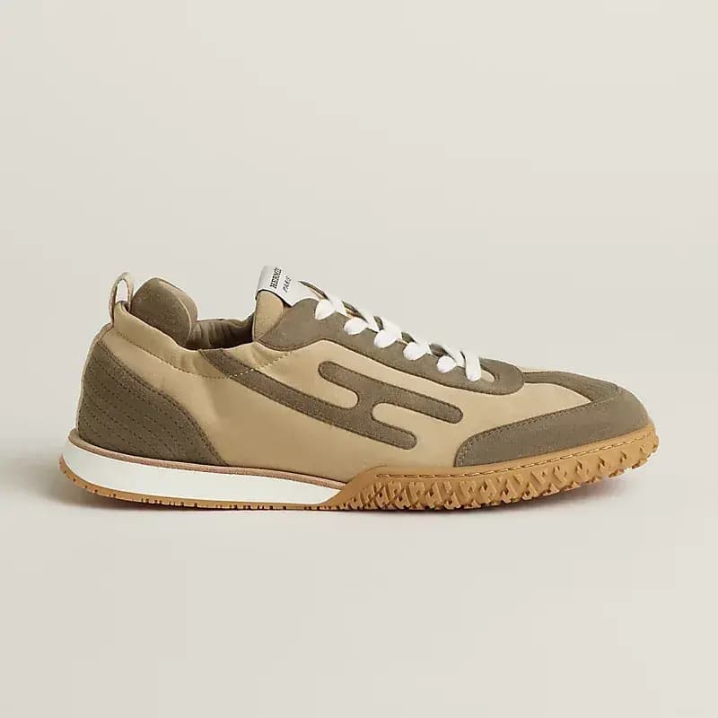Hermès Jet Sneaker Technical Canvas Suede Goatskin — Beige