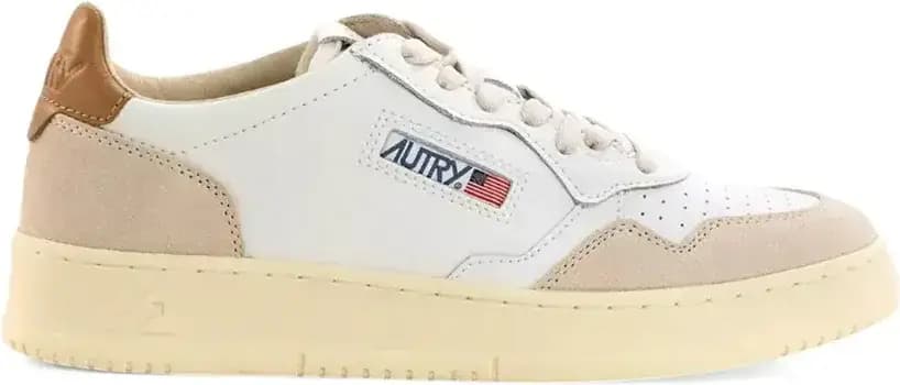 Autry Medalist Leather Low — White Brown Sugar