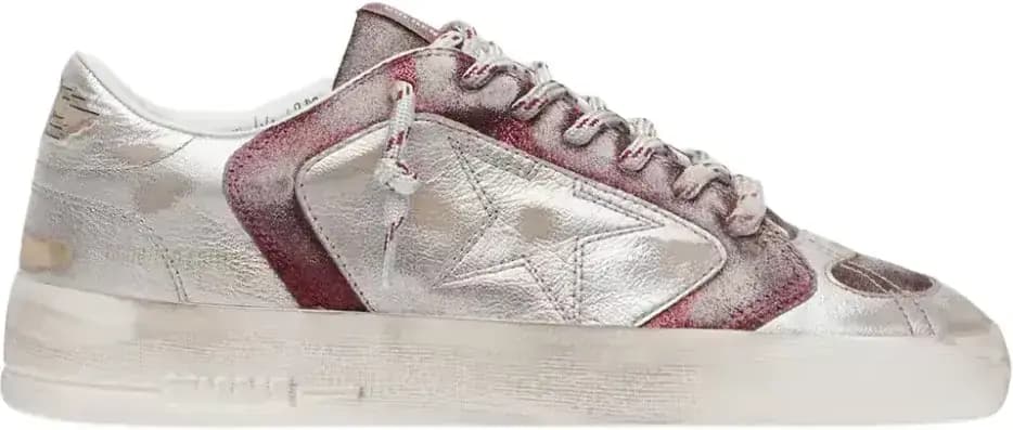 Golden Goose Stardan Lab — Burgundy Silver Leather Glitter