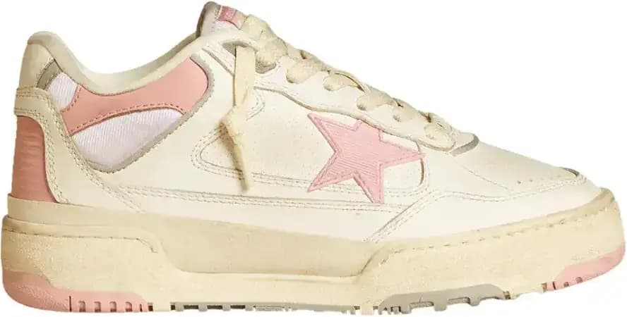 Golden Goose Forty2 — Pink Star White Leather Heel Tab