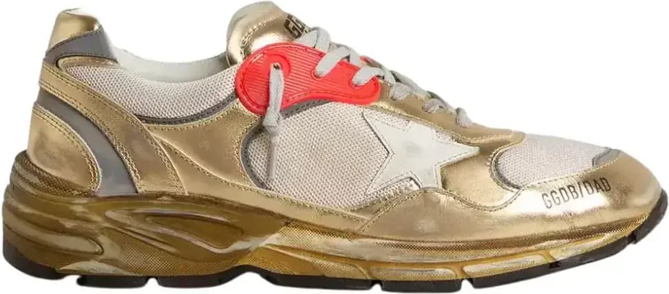 Golden Goose Dad-Star Mesh — Gold Foiled Leather