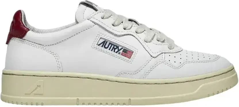 Autry Medalist Leather Low — White Bordeaux