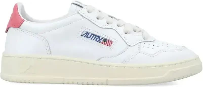 Autry Medalist Leather Low — White Tearose