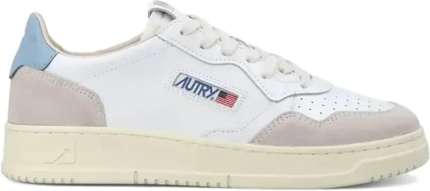 Autry Medalist Leather Low — White Forget Me Not