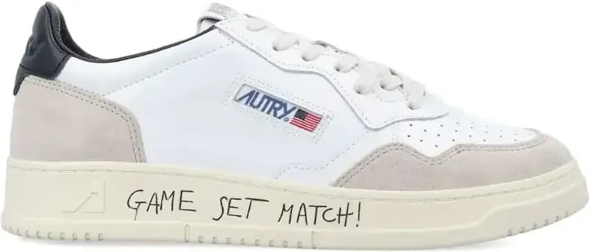 Autry Medalist Leather Low Game Set Match! — White Black Grey