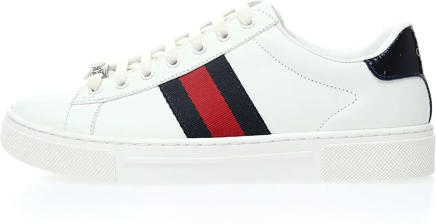 Gucci Ace Web-Trim Sneakers — White