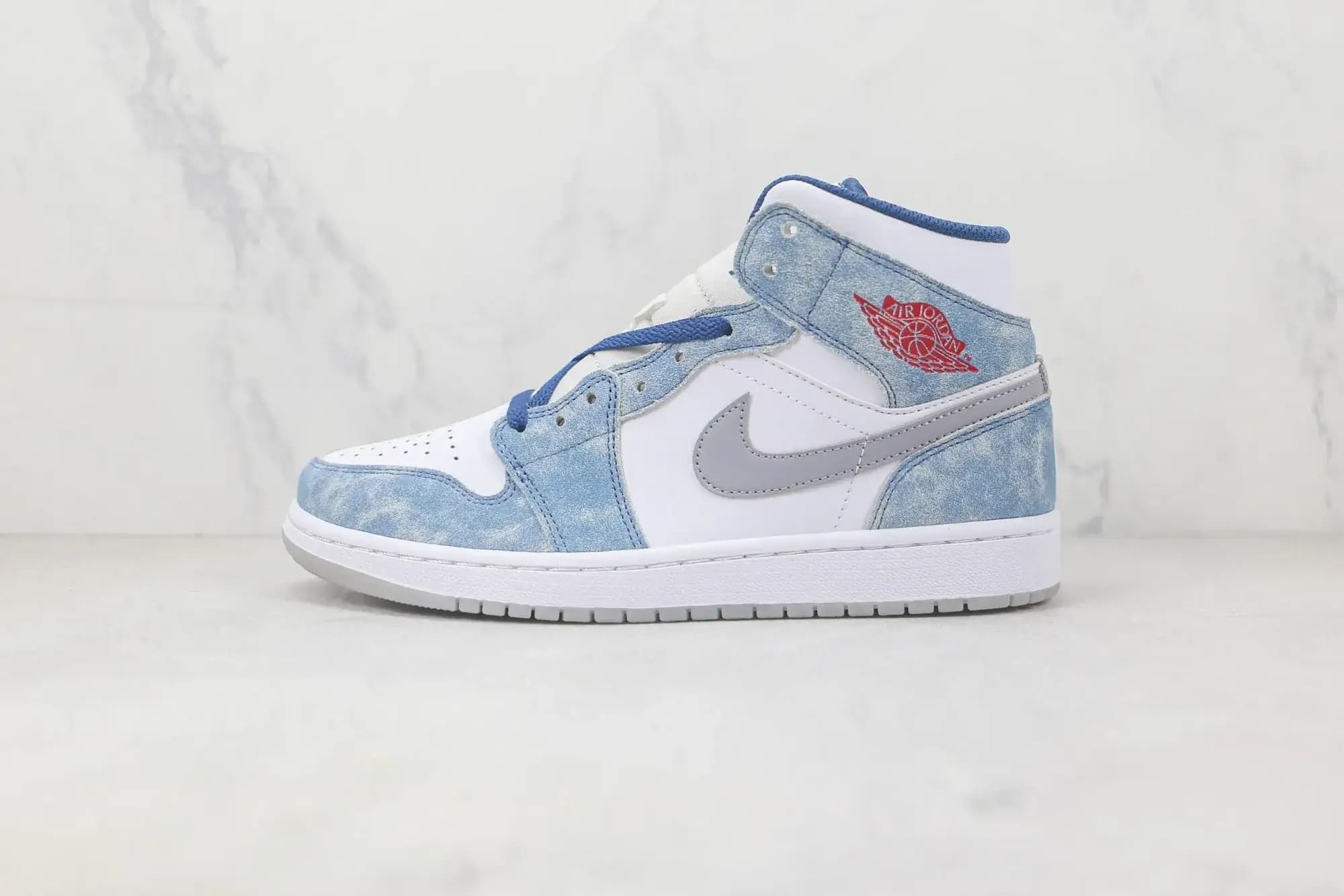 Jordan Nike Air Jordan 1 Mid French — Blue Fire Red