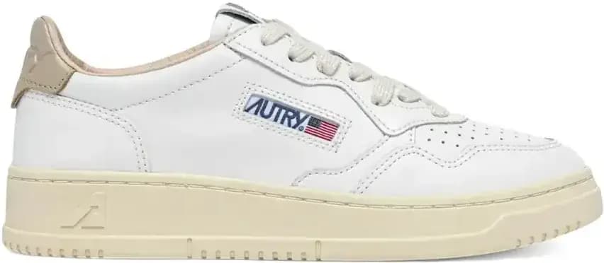 Autry Medalist Leather Low — White Tidal Foam