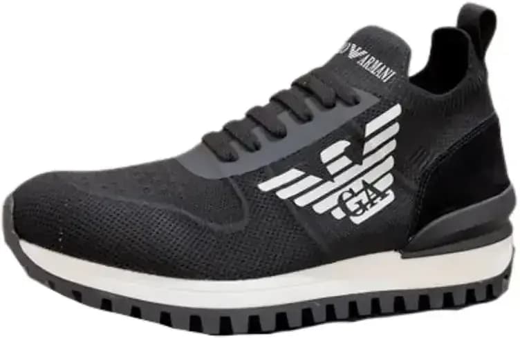 Armani EA7 Emporio Armani Men — Black White Stripe Sneaker