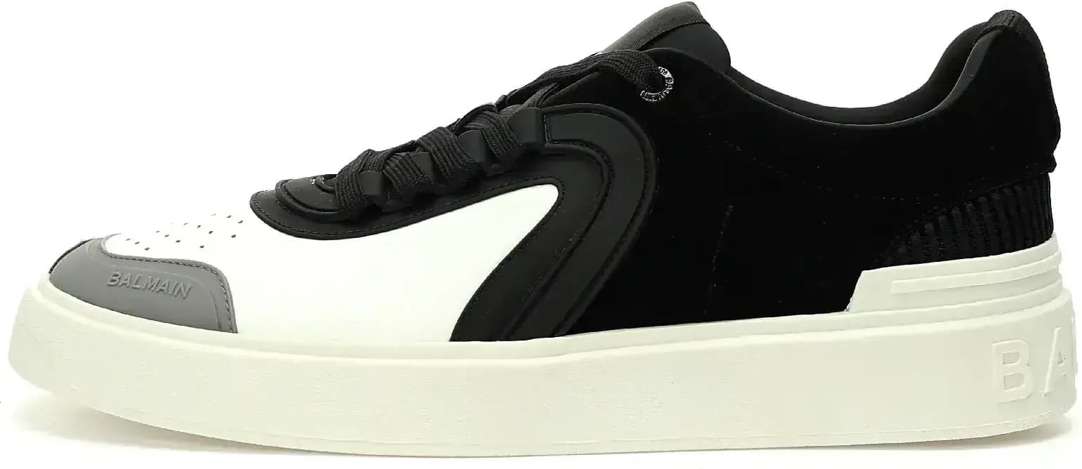 Balmain B-Court Low-Top Sneakers — White Black