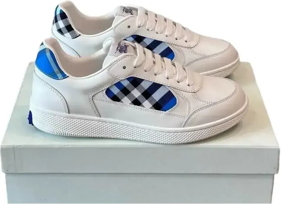 Burberry Leather Check Terrace Sneakers Smooth — White Calf Leather