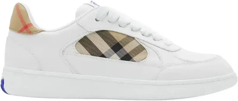 Burberry Leather and Check Terrace Sneakers​ — White