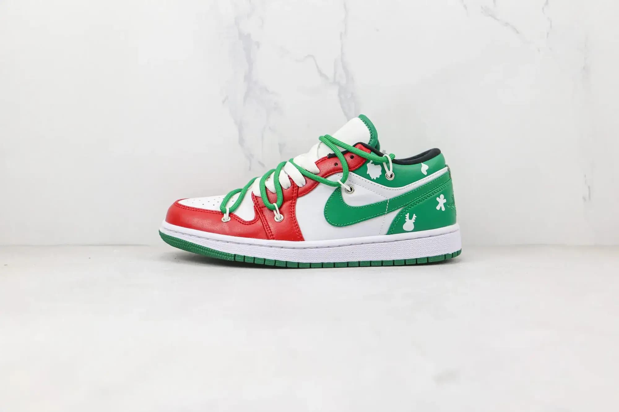 Jordan NIKE AJ1 Air Jordan 1 low Ow joint — white red green splicing