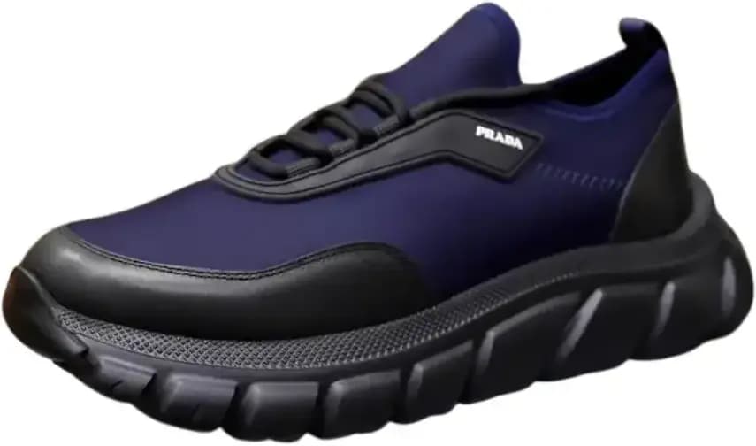 Prada Prax 01 Re-Nylon Leather Sneakers — Navy Black