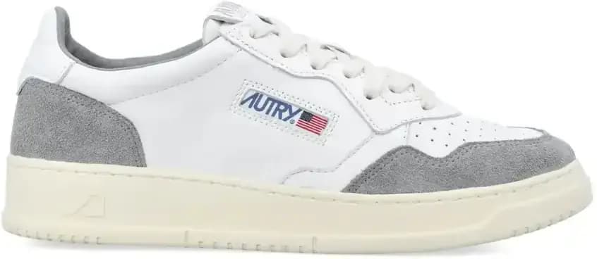 Autry Medalist Leather Low — White Grey