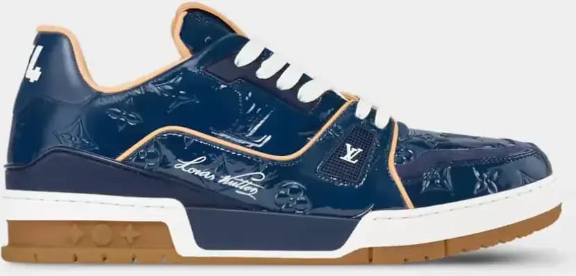 Louis Vuitton LV Tilted Sneaker Monogram Patent Calf Leather — Navy Blue