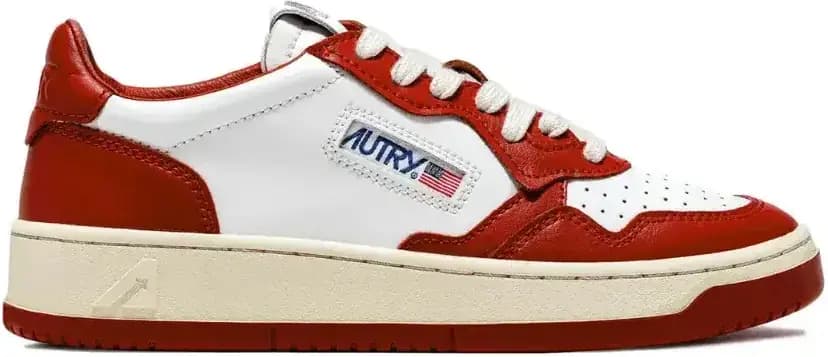 Autry Medalist Leather Low — Red White