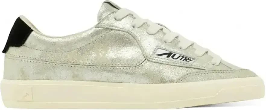 Autry Windscape Low — Silver Laminated Black Suede