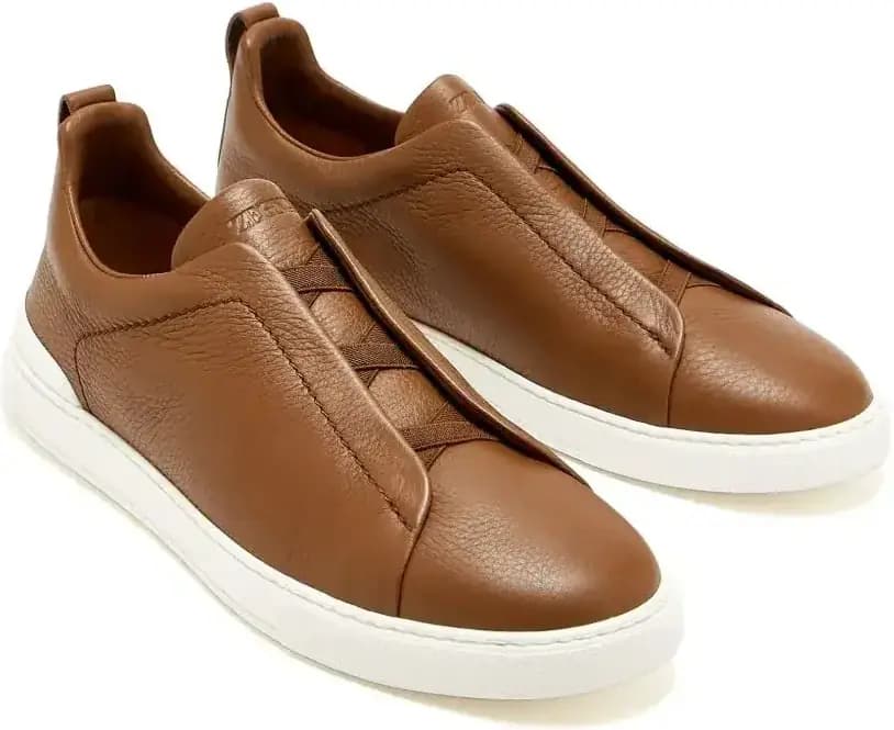 Zegna Triple Stitch Sneakers — Brown
