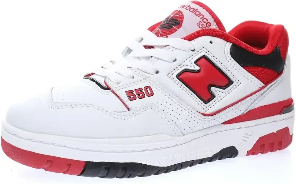 New Balance BB550 Leather — white black university red