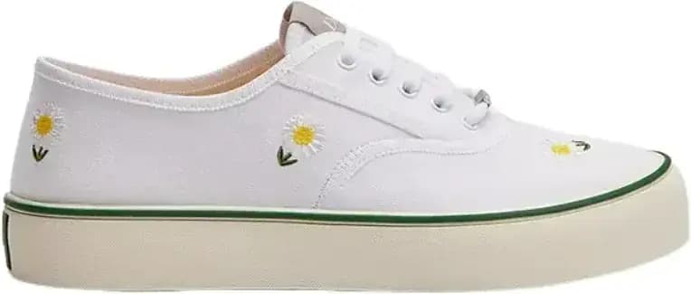 Dior Saltwind Sneaker — White Cotton Embroidered Multicolor Daisy Motif