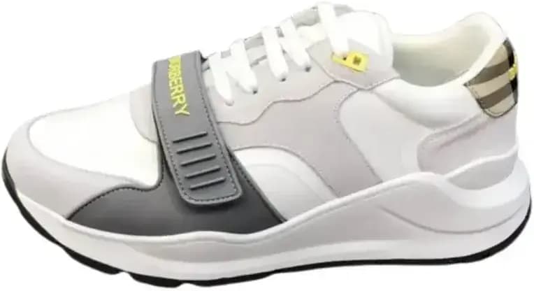 Burberry Ramsey Low-Top Sneakers — White Grey