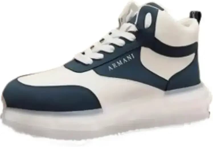 Armani EA7 Emporio Armani Leather Sneakers — Navy Blue White
