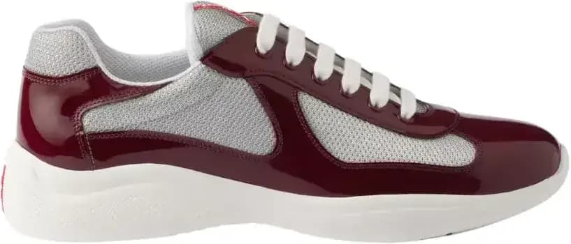Prada America s Cup Sneakers — Burgundy Silver Colorway