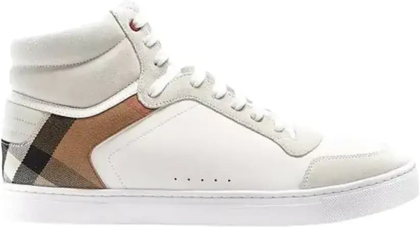 Burberry House Check High-Top Sneakers — White