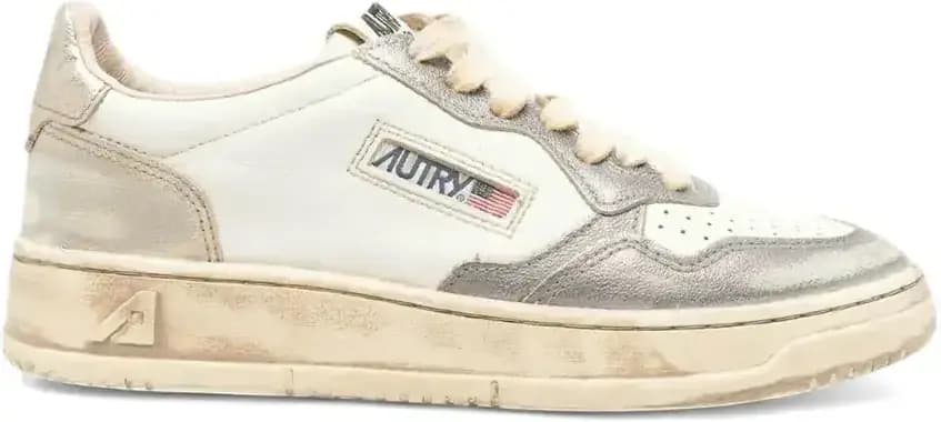 Autry Medalist Low Super Vintage — White Old Silver Platinum