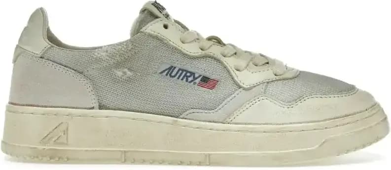 Autry Medalist Leather Low — Grey White Super Vintage