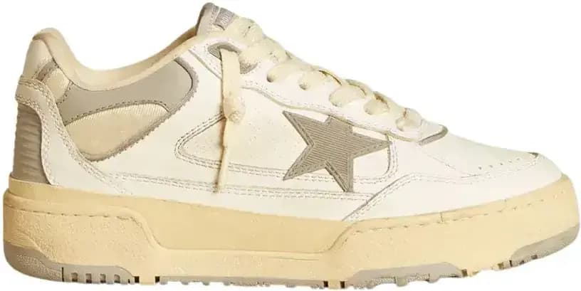 Golden Goose Forty2 — Grey Star White Leather Heel Tab