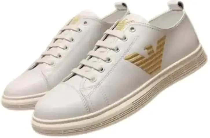 Armani Emporio Leather Sneaker — White Gold Logo