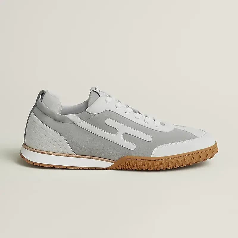 Hermès Jet Sneakers — Beige Suede Goatskin White Grey