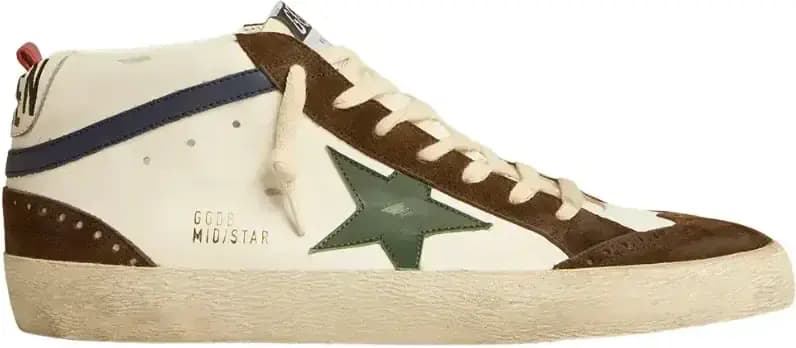 Golden Goose Mid Star — Green Leather Star Blue Leather Flash