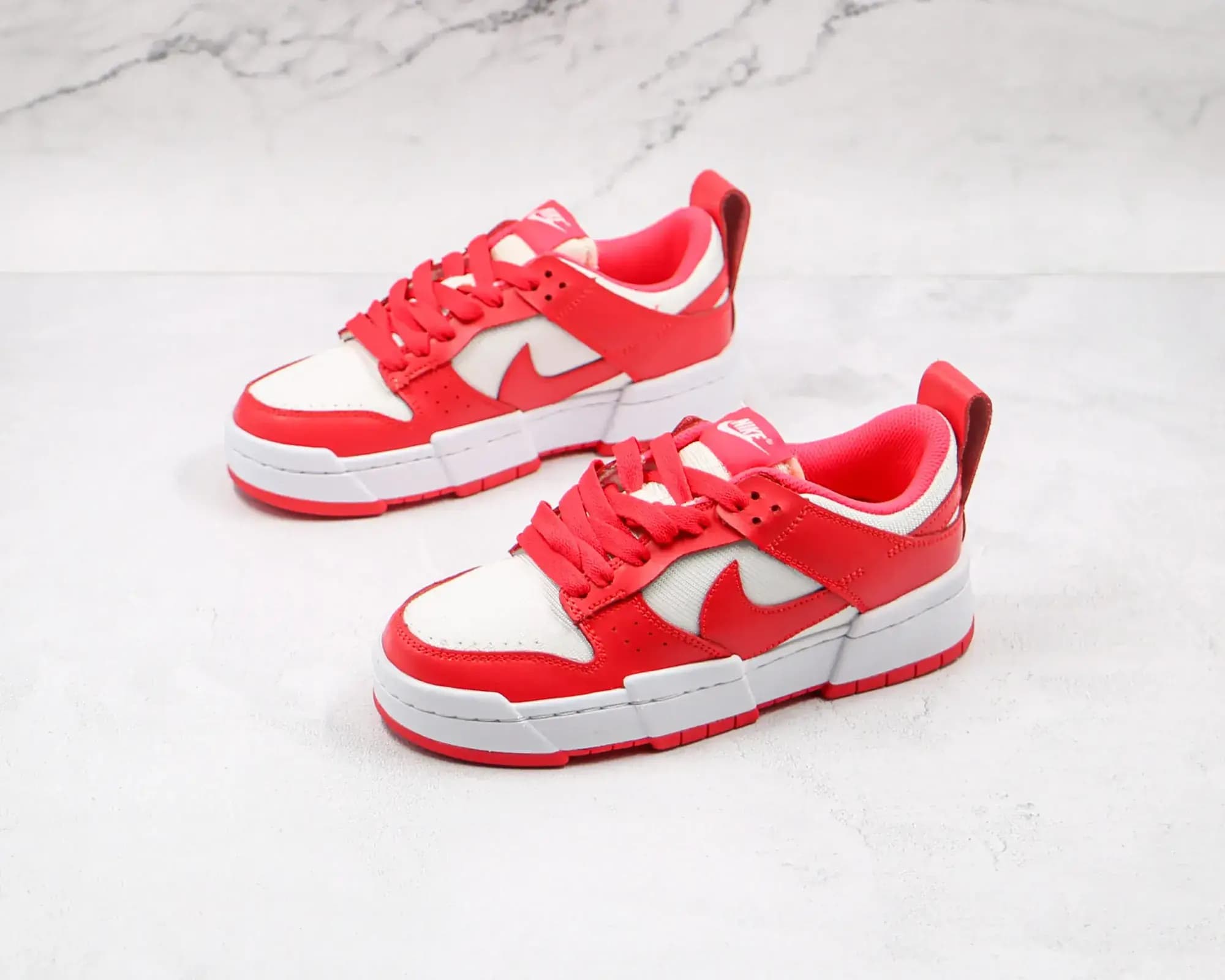 Nike Dunk deconstructs — red and white