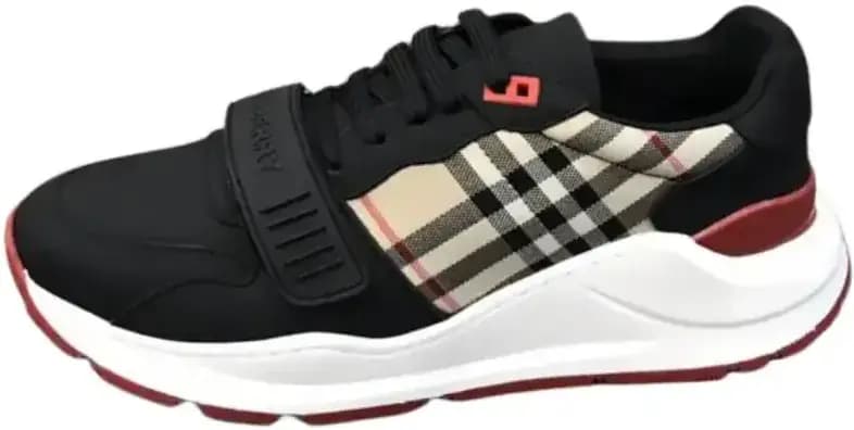 Burberry Ramsey — Black Leather Sneakers Signature Vintage