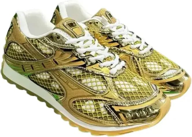 Bottega Veneta Orbit Sneakers — Yellow Gold