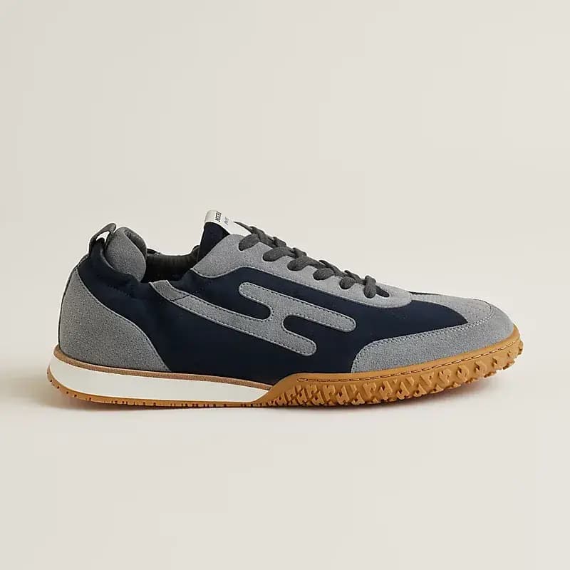 Hermès Jet Sneakers — Beige Suede Goatskin Grey Navy Blue