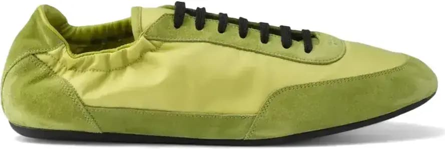 Prada Collapse Re-Nylon Suede Elasticized Sneakers Lime — Green